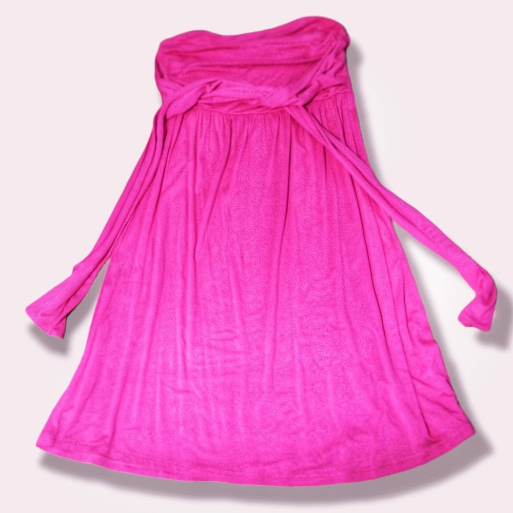 Fuschia Pink Strapless Dress, Knit